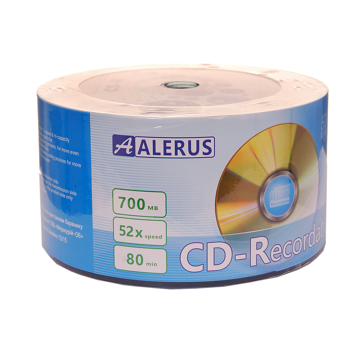 Оптичні диски ALERUS CD-R 700 Мб 52x 50 шт Pack Spindle